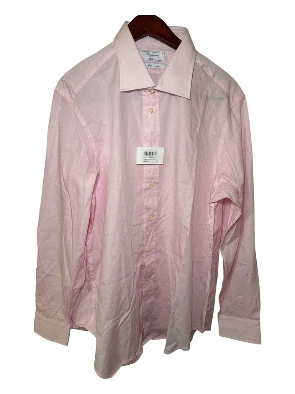 NEW! Camicissima Mens Dress Shirt Long Sleeve Button Up Size 18.5 Slim Fit Pink